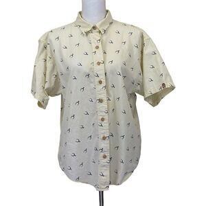 Barn Fly cream/blue stirrup shirt, large, western, rodeo, cowgirl, horses
